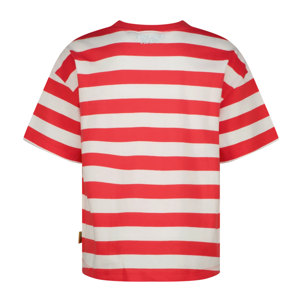 Vingino T-Shirt Streifen Basic – Rot (Breeze red)