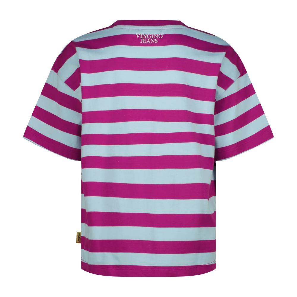Vingino T-Shirt Streifen Basic – Hellblau (Powder Blue)