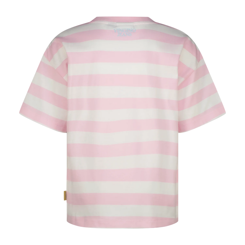 Vingino T-Shirt Streifen Basic – Rosa (Shimmer pink)